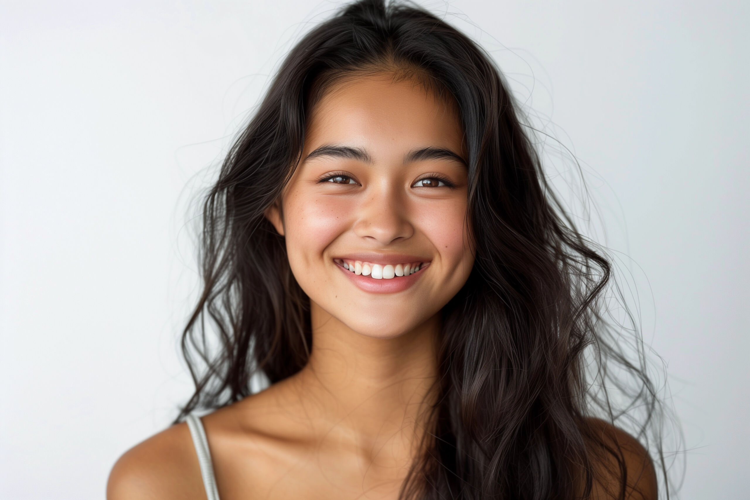 woman smiling looking forward